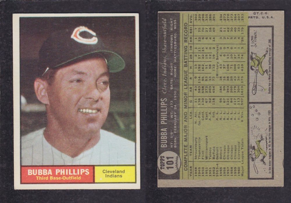 1962  TOPPS BASEBALL CARD #101  B. PHILLIPS photo