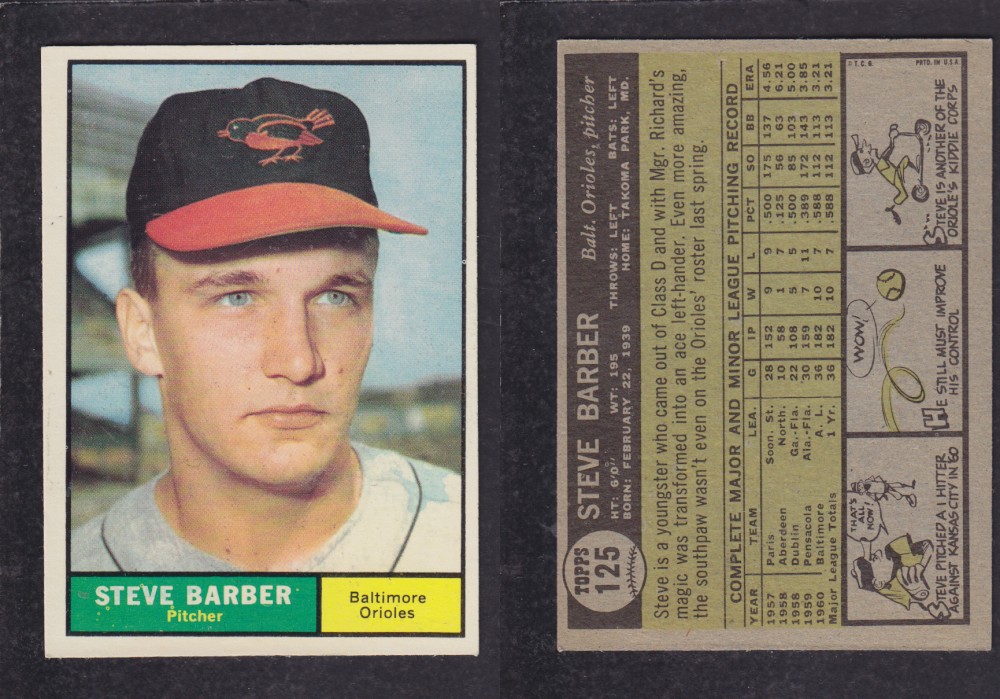 1962 TOPPS BASEBALL CARD #125 S. BARBER photo 1962 TOPPS BASEBALL CARD #125 S. BARBER photo