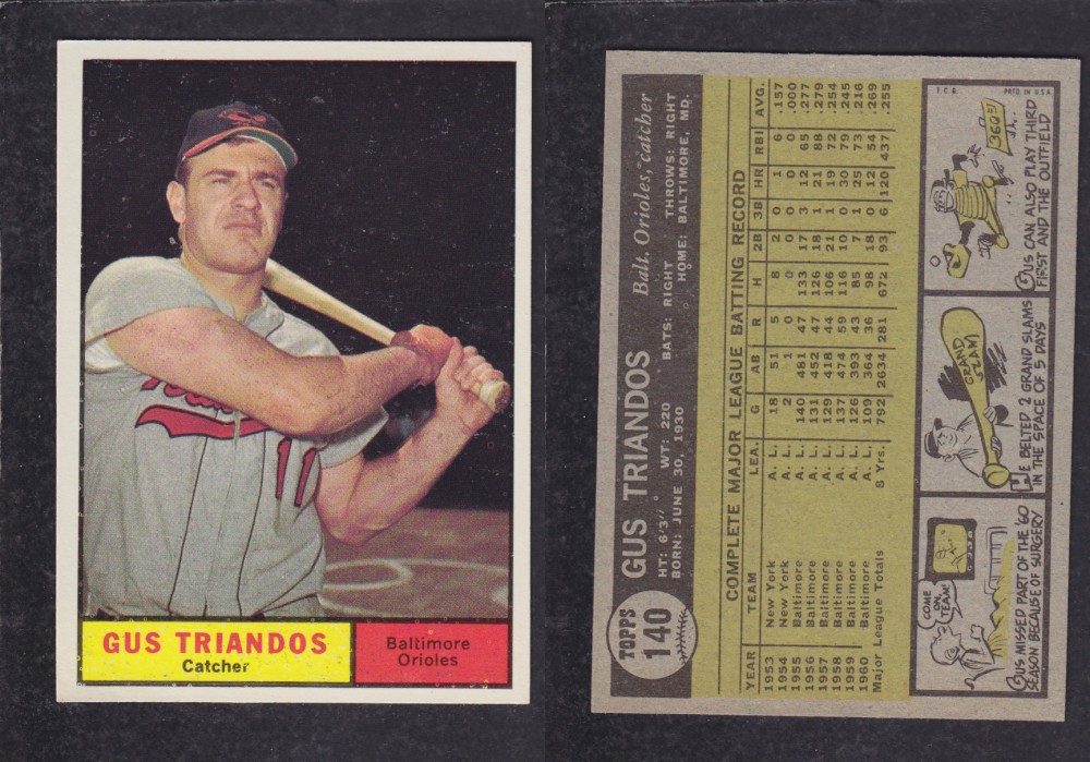 1962 TOPPS BASEBALL CARD #140 G. TRIANDOS photo 1962 TOPPS BASEBALL CARD #140 G. TRIANDOS photo