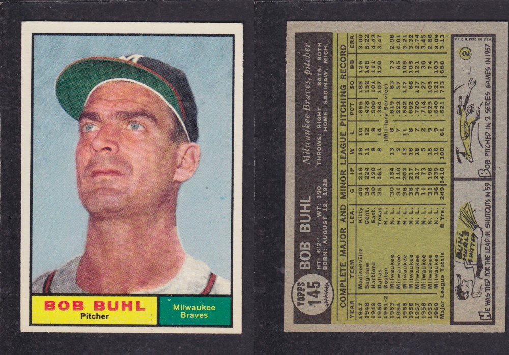 1962 TOPPS BASEBALL CARD #145 B. BUHL photo 1962 TOPPS BASEBALL CARD #145 B. BUHL photo