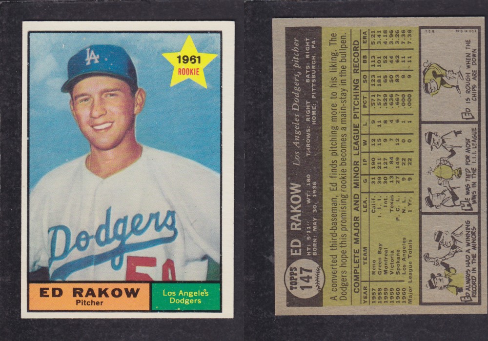 1962 TOPPS BASEBALL CARD #147 E. RAKOW photo 1962 TOPPS BASEBALL CARD #147 E. RAKOW photo