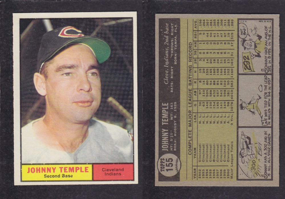 1962 TOPPS BASEBALL CARD #155 J. TEMPLE photo 1962 TOPPS BASEBALL CARD #155 J. TEMPLE photo