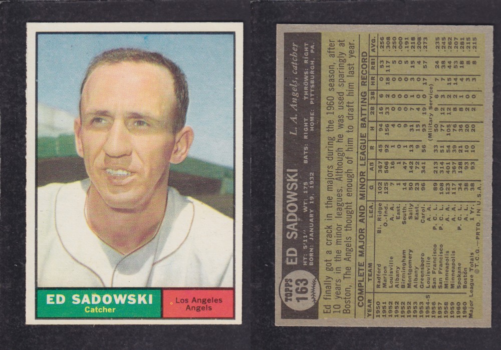 1962 TOPPS BASEBALL CARD #163 E. SADOWSKI photo 1962 TOPPS BASEBALL CARD #163 E. SADOWSKI photo
