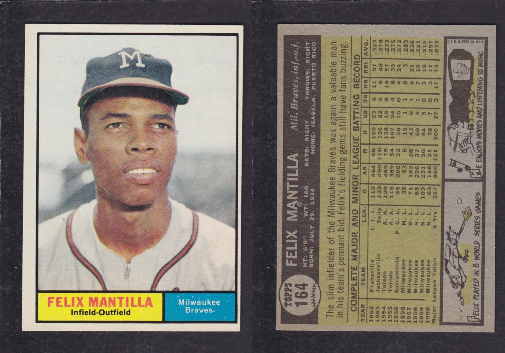 1962 TOPPS BASEBALL CARD #164 F. MANTILLA photo 1962 TOPPS BASEBALL CARD #164 F. MANTILLA photo