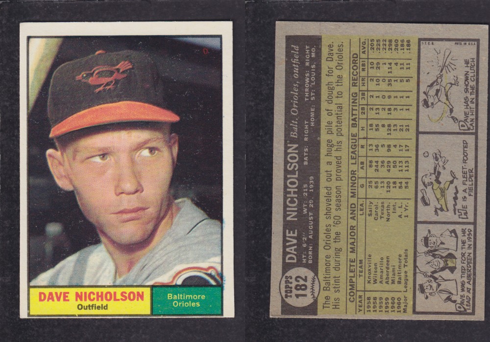 1962 TOPPS BASEBALL CARD #182 D. NICHOLSON photo 1962 TOPPS BASEBALL CARD #182 D. NICHOLSON photo