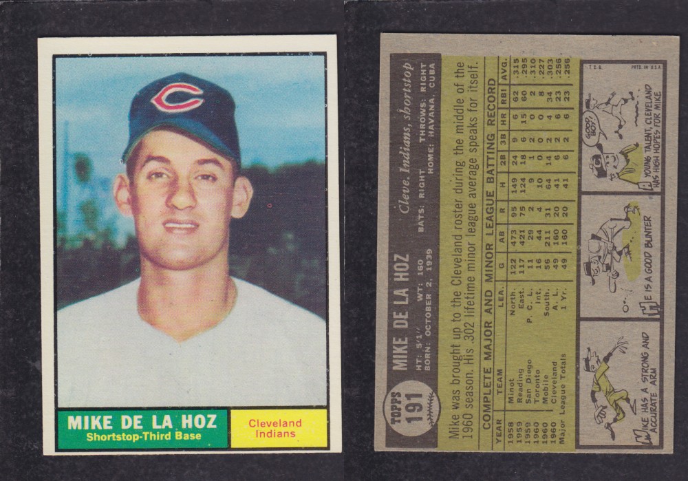 1962 TOPPS BASEBALL CARD #191 M. DE LA HOZ photo 1962 TOPPS BASEBALL CARD #191 M. DE LA HOZ photo