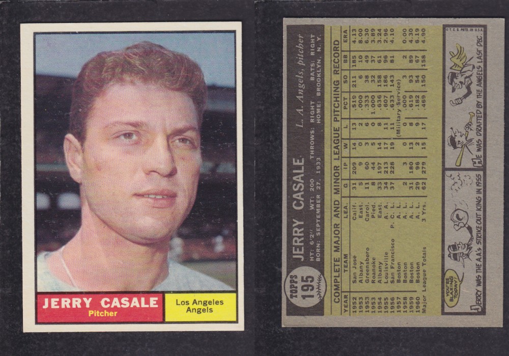 1962 TOPPS BASEBALL CARD #195 J. CASALE photo 1962 TOPPS BASEBALL CARD #195 J. CASALE photo