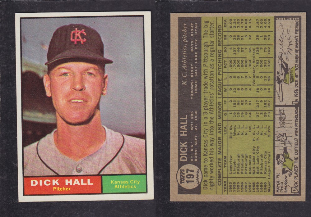 1962 TOPPS BASEBALL CARD #197 D. HALL photo 1962 TOPPS BASEBALL CARD #197 D. HALL photo