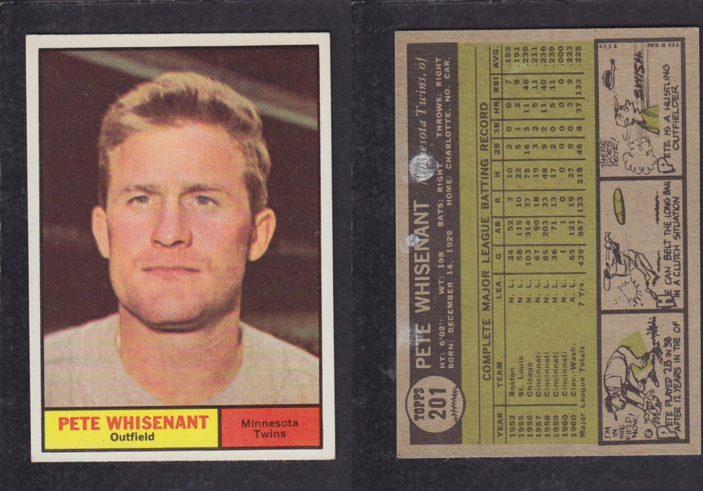 1962 TOPPS BASEBALL CARD #201 P. WHISENANT photo 1962 TOPPS BASEBALL CARD #201 P. WHISENANT photo