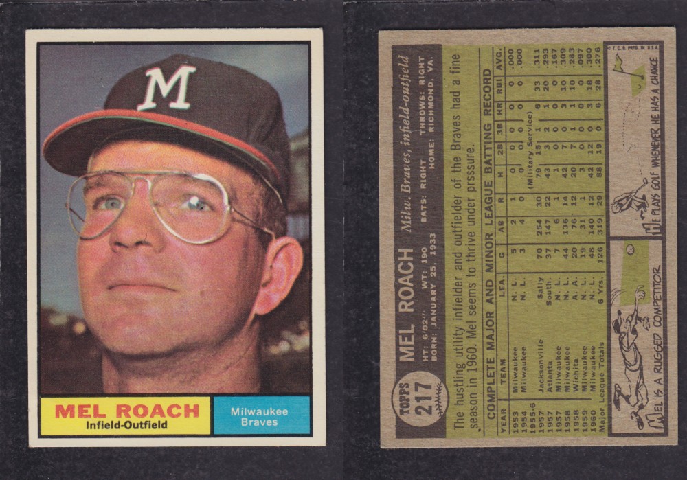 1962 TOPPS BASEBALL CARD #217 M. ROACH photo 1962 TOPPS BASEBALL CARD #217 M. ROACH photo