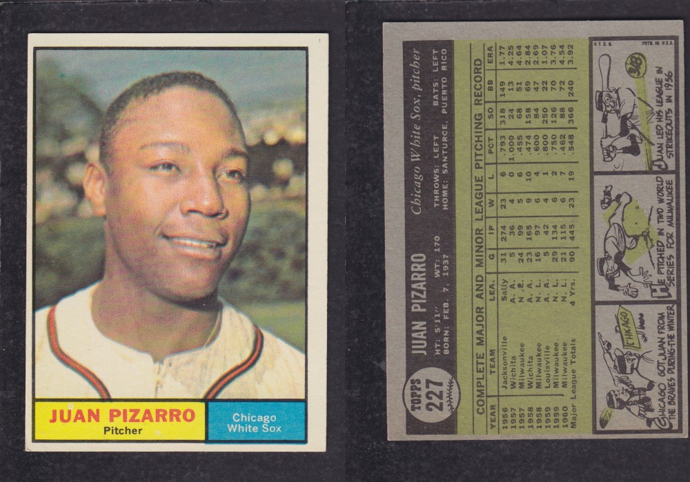 1962 TOPPS BASEBALL CARD #227 J. PIZARRO photo 1962 TOPPS BASEBALL CARD #227 J. PIZARRO photo