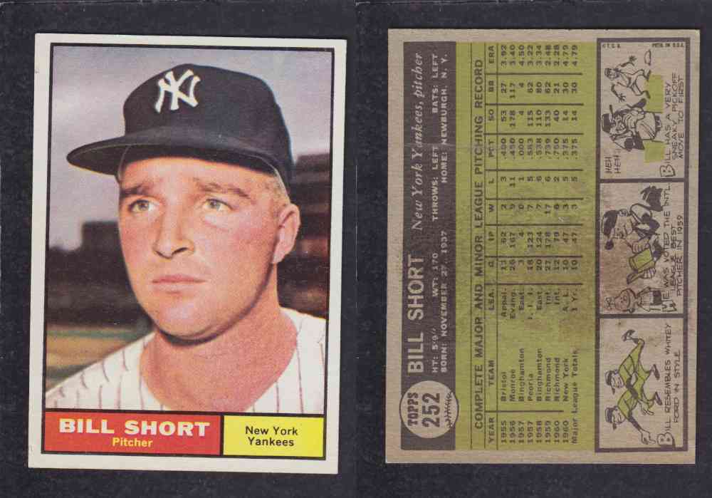 1962 TOPPS BASEBALL CARD #252 B. SHORT photo 1962 TOPPS BASEBALL CARD #252 B. SHORT photo