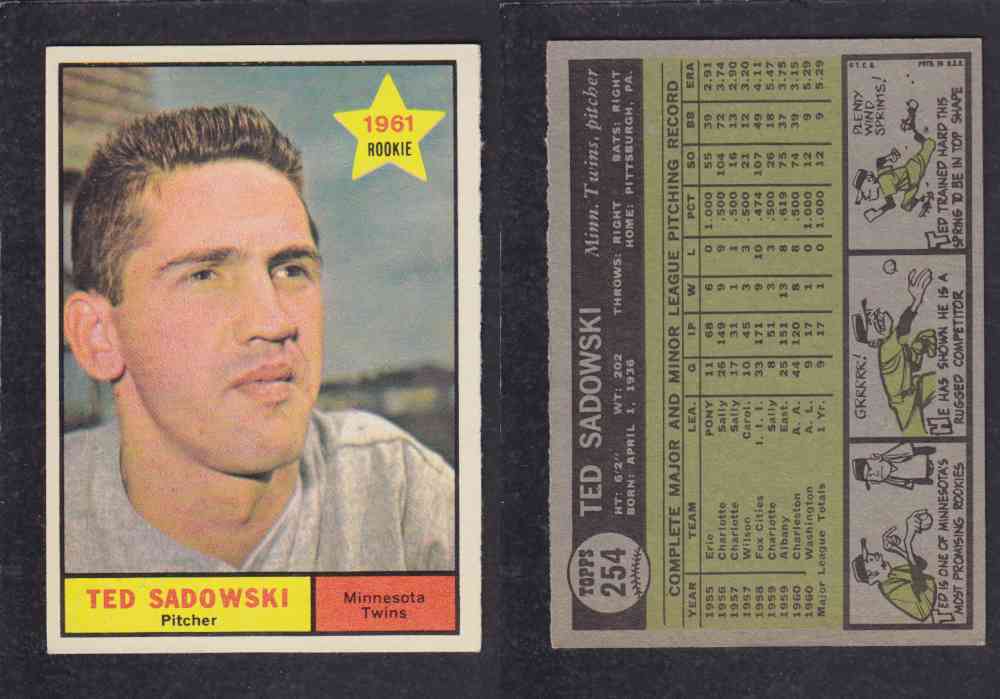 1962 TOPPS BASEBALL CARD #254 T. SADOWSKI photo 1962 TOPPS BASEBALL CARD #254 T. SADOWSKI photo