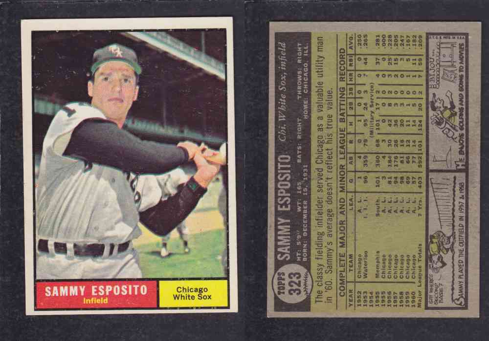 1961 TOPPS BASEBALL CARD #323 S. ESPOSITO photo 1961 TOPPS BASEBALL CARD #323 S. ESPOSITO photo