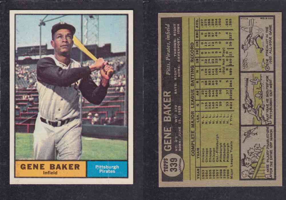 1961 TOPPS BASEBALL CARD #339 G. BAKER photo 1961 TOPPS BASEBALL CARD #339 G. BAKER photo