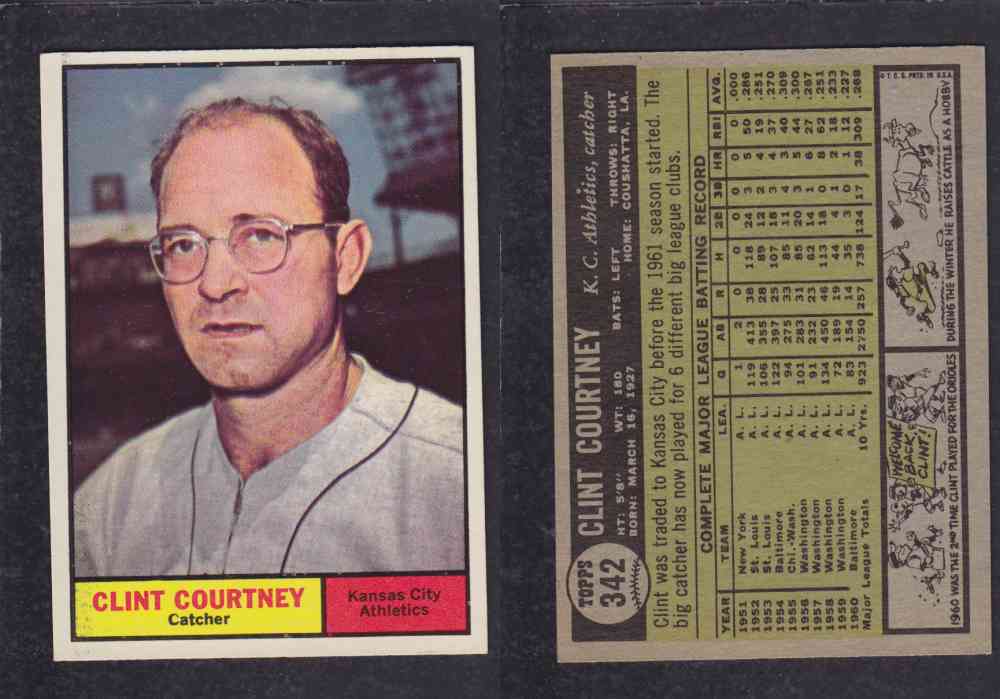 1961 TOPPS BASEBALL CARD #342 C. COURTNEY photo 1961 TOPPS BASEBALL CARD #342 C. COURTNEY photo