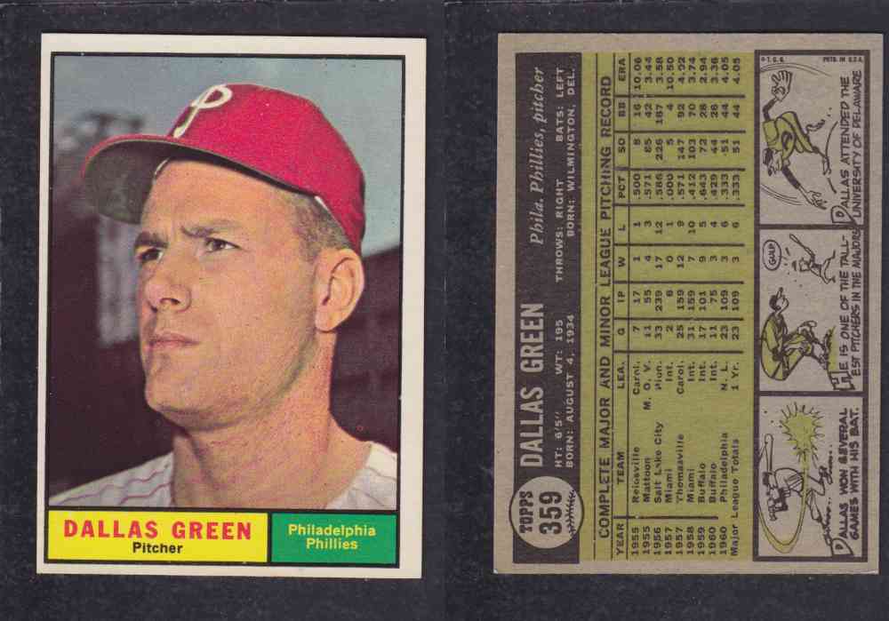 1961 TOPPS BASEBALL CARD #359 D. GREEN photo 1961 TOPPS BASEBALL CARD #359 D. GREEN photo