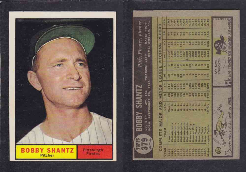 1961 TOPPS BASEBALL CARD #379 B. SHANTZ photo 1961 TOPPS BASEBALL CARD #379 B. SHANTZ photo