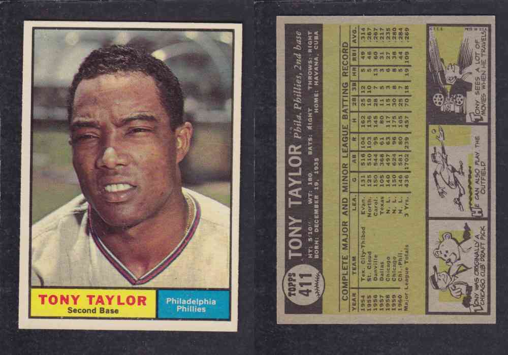 1961 TOPPS BASEBALL CARD #411 T. TAYLOR photo 1961 TOPPS BASEBALL CARD #411 T. TAYLOR photo