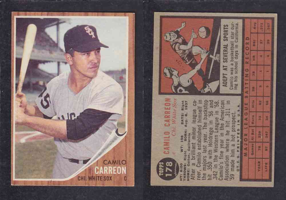 1962 TOPPS BASEBALL CARD #178 C. CARREON photo 1962 TOPPS BASEBALL CARD #178 C. CARREON photo
