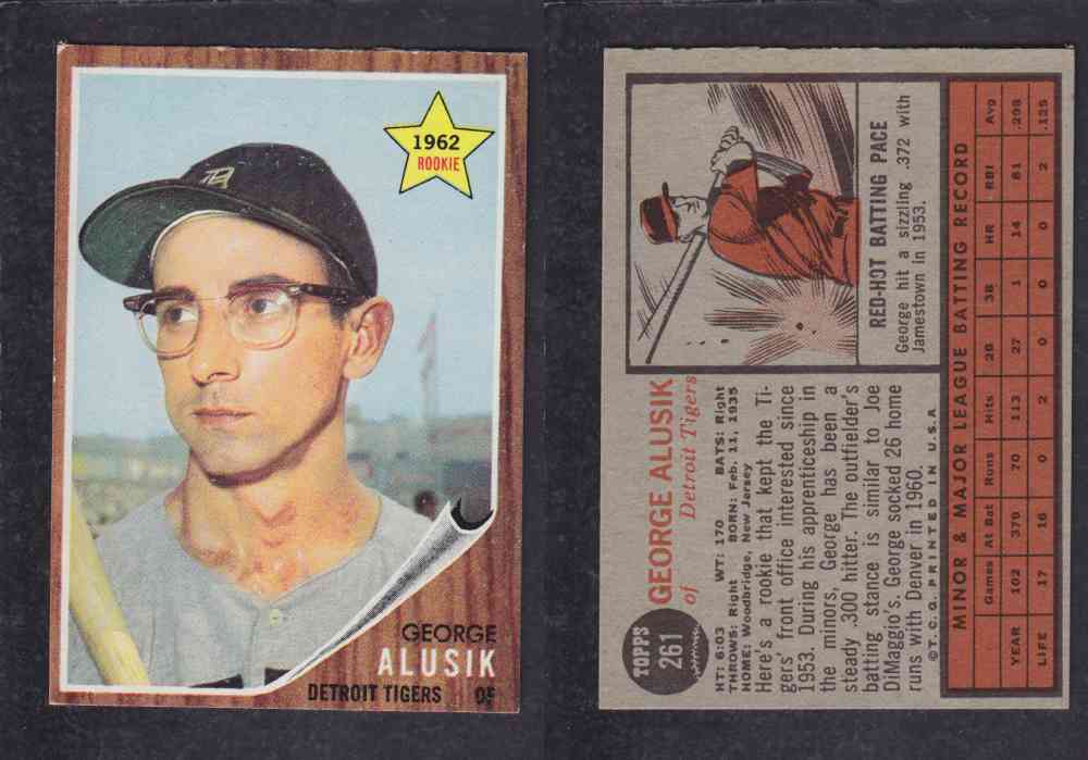 1962  TOPPS BASEBALL CARD #261  G. ALUSIK photo