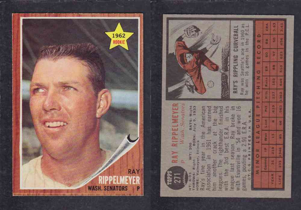 1962  TOPPS BASEBALL CARD #271  R. RIPPELMEYER photo