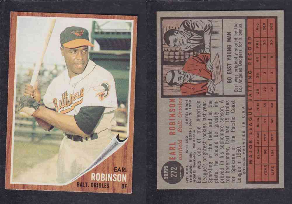 1962  TOPPS BASEBALL CARD #272  E. ROBINSON photo