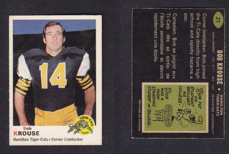 1970 CFL O-PEE-CHEE FOOTBALL CARD #21 B. KROUSE photo