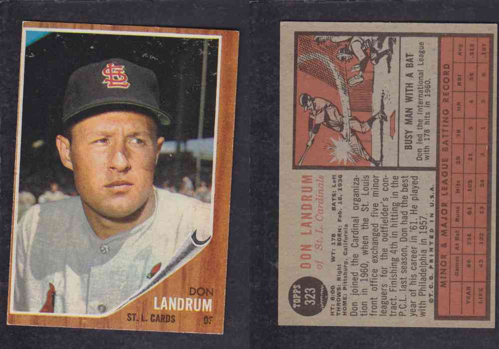 1962  TOPPS BASEBALL CARD #323  D. LANDRUM photo