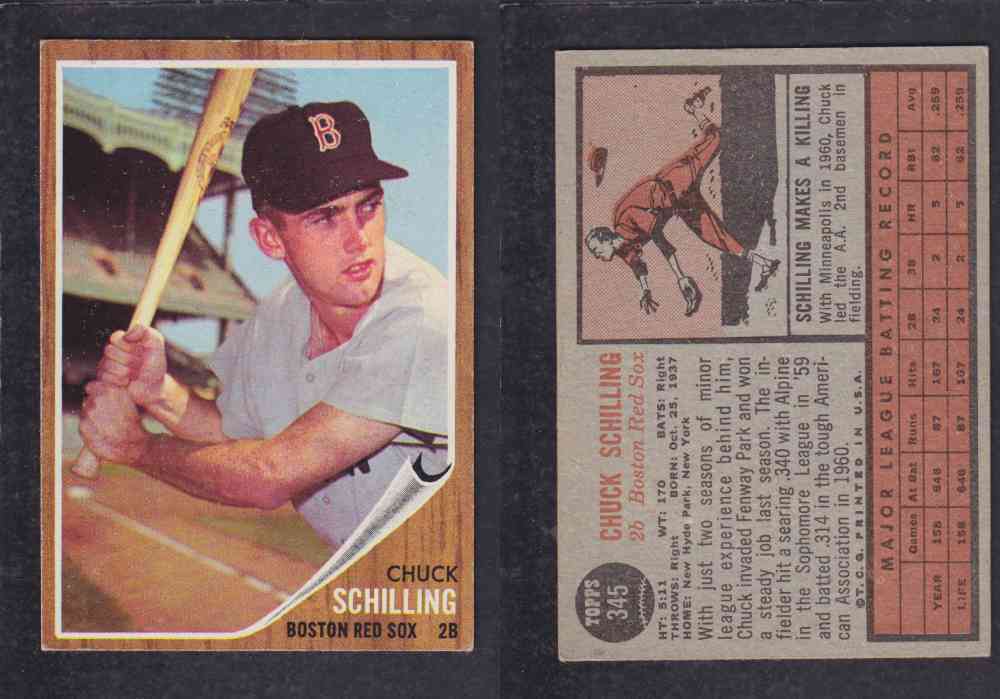 1962 TOPPS BASEBALL CARD #345 C. SCHILLING photo 1962 TOPPS BASEBALL CARD #345 C. SCHILLING photo