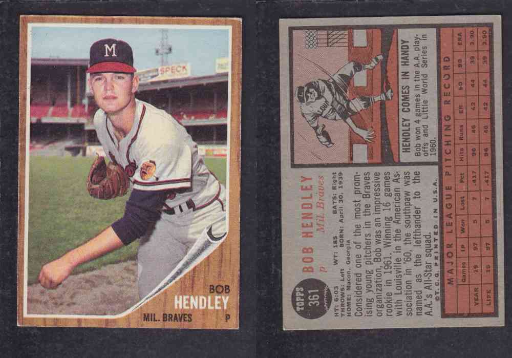 1962 TOPPS BASEBALL CARD #361 B. HANDLEY photo 1962 TOPPS BASEBALL CARD #361 B. HANDLEY photo