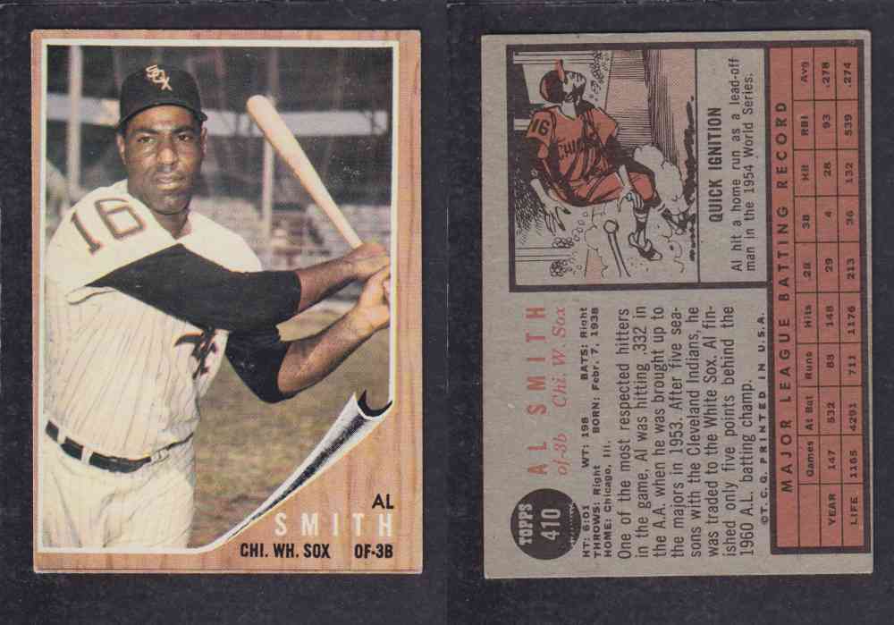 1962 TOPPS BASEBALL CARD #410 A. SMITH photo 1962 TOPPS BASEBALL CARD #410 A. SMITH photo