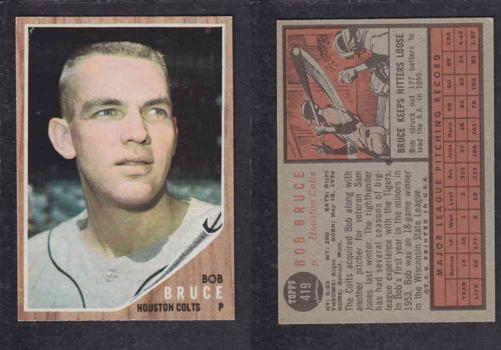 1962 TOPPS BASEBALL CARD #419 B. BRUCE photo 1962 TOPPS BASEBALL CARD #419 B. BRUCE photo