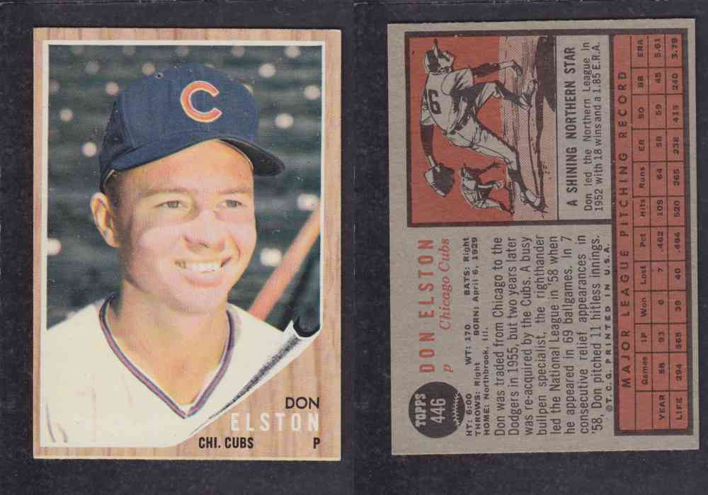 1962 TOPPS BASEBALL CARD #446 D. ELSTON photo 1962 TOPPS BASEBALL CARD #446 D. ELSTON photo