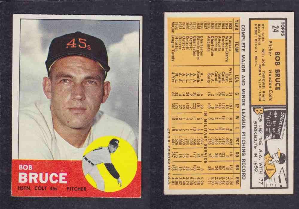 1963 TOPPS BASEBALL CARD #24 B. BRUCE photo 1963 TOPPS BASEBALL CARD #24 B. BRUCE photo