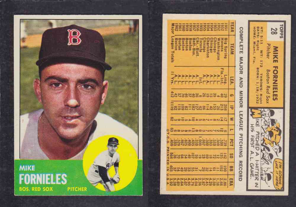 1963 TOPPS BASEBALL CARD #28 M. FORNIELES photo 1963 TOPPS BASEBALL CARD #28 M. FORNIELES photo