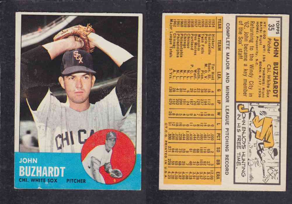 1963  TOPPS BASEBALL CARD  #35  J. BUZHARDT photo