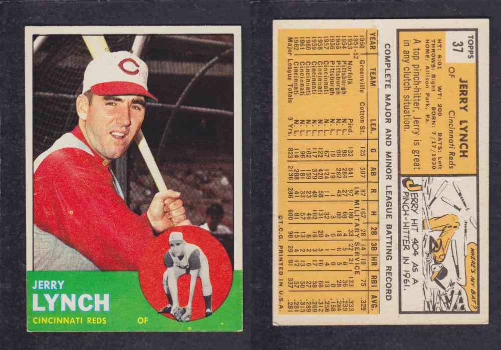 1963  TOPPS BASEBALL CARD  #37  J. LYNCH photo