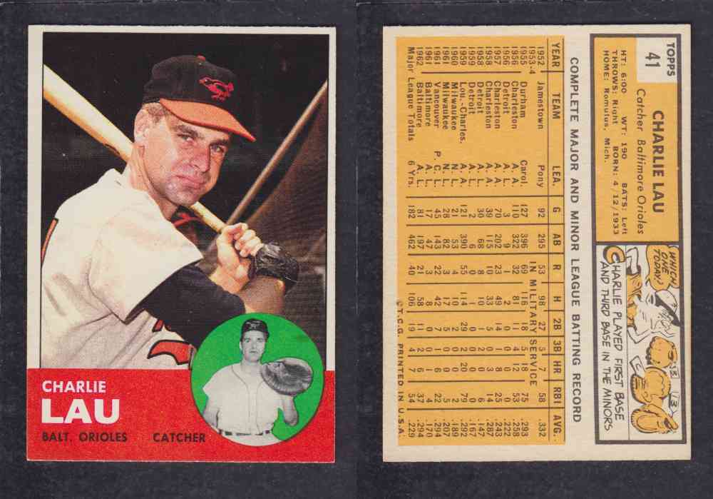 1963 TOPPS BASEBALL CARD #41 C. LAU photo 1963 TOPPS BASEBALL CARD #41 C. LAU photo
