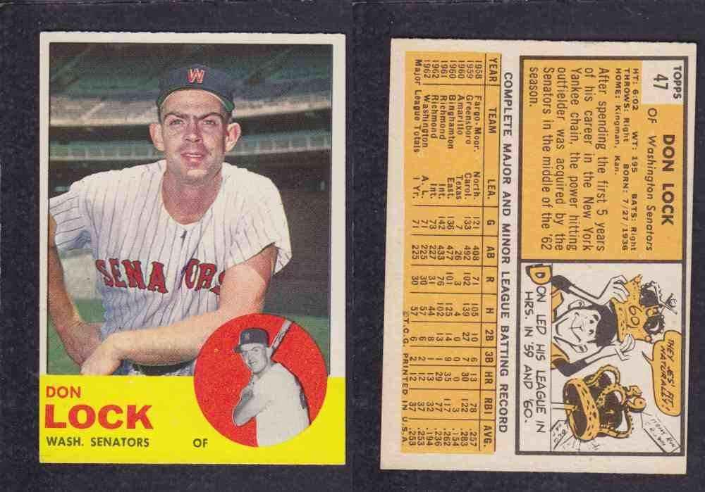 1963  TOPPS BASEBALL CARD  #47  D. LOCK photo