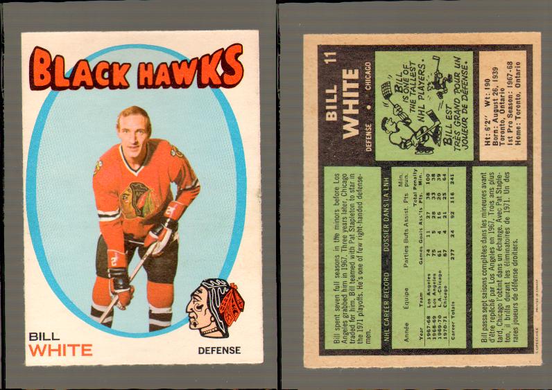 1971-72 O-PEE-CHEE HOCKEY CARD #11 B.WHITE photo 1971-72 O-PEE-CHEE HOCKEY CARD #11 B.WHITE photo