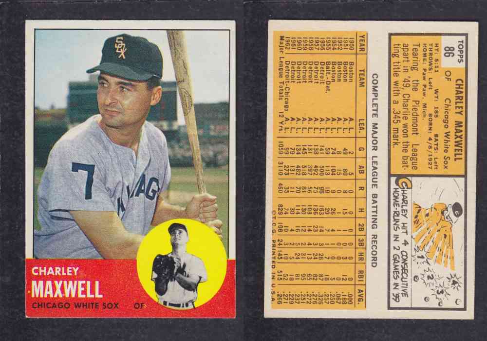 1963 TOPPS BASEBALL CARD #86 C. MAXWELL photo 1963 TOPPS BASEBALL CARD #86 C. MAXWELL photo