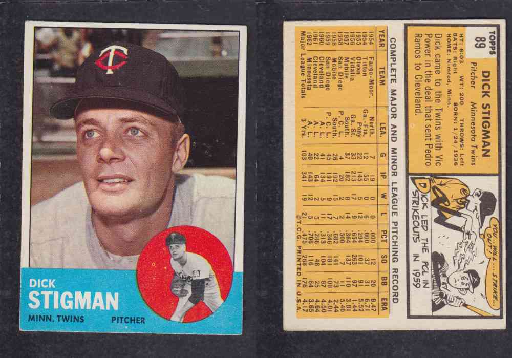 1963  TOPPS BASEBALL CARD  #89  D. STIGMAN photo