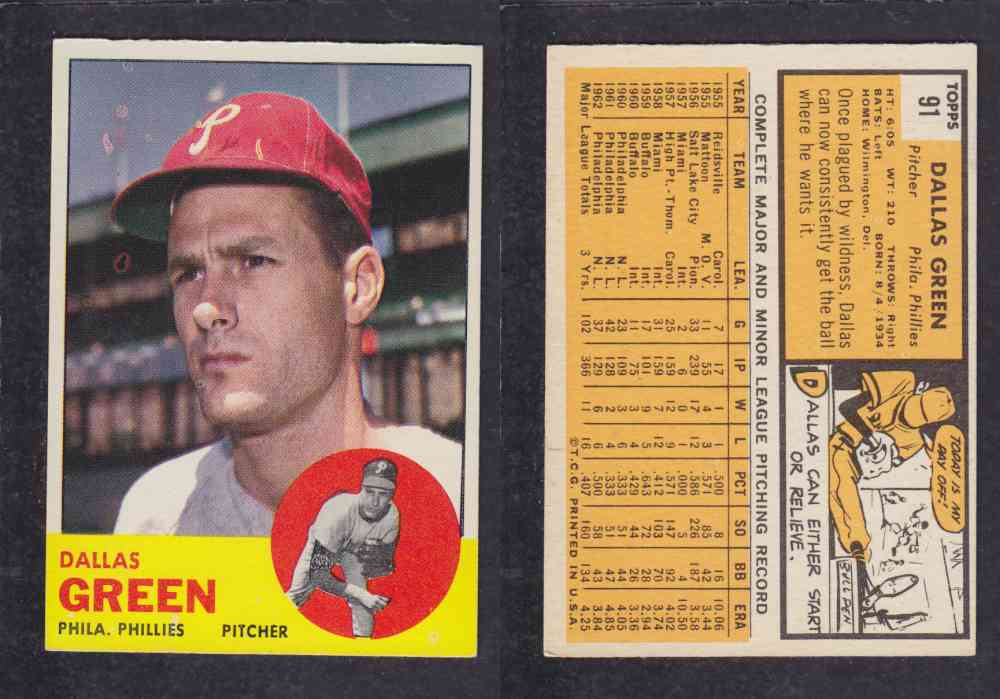 1963  TOPPS BASEBALL CARD  #91  D. GREEN photo
