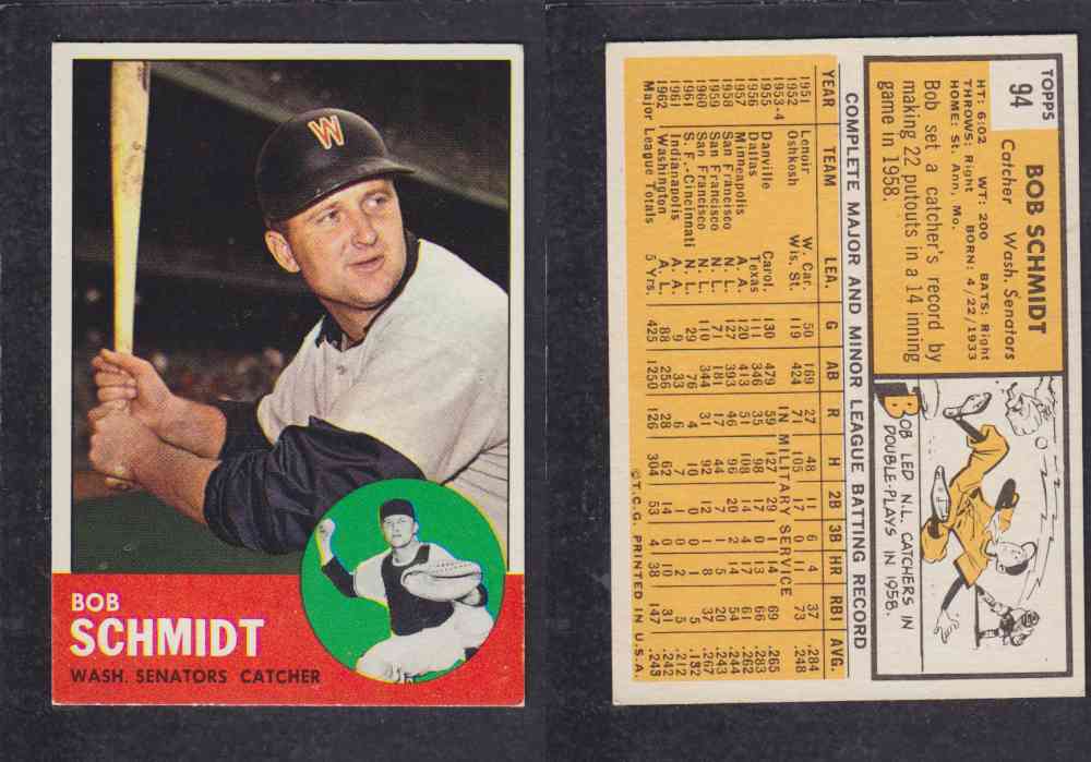 1963  TOPPS BASEBALL CARD  #94  B. SCHMIDT photo