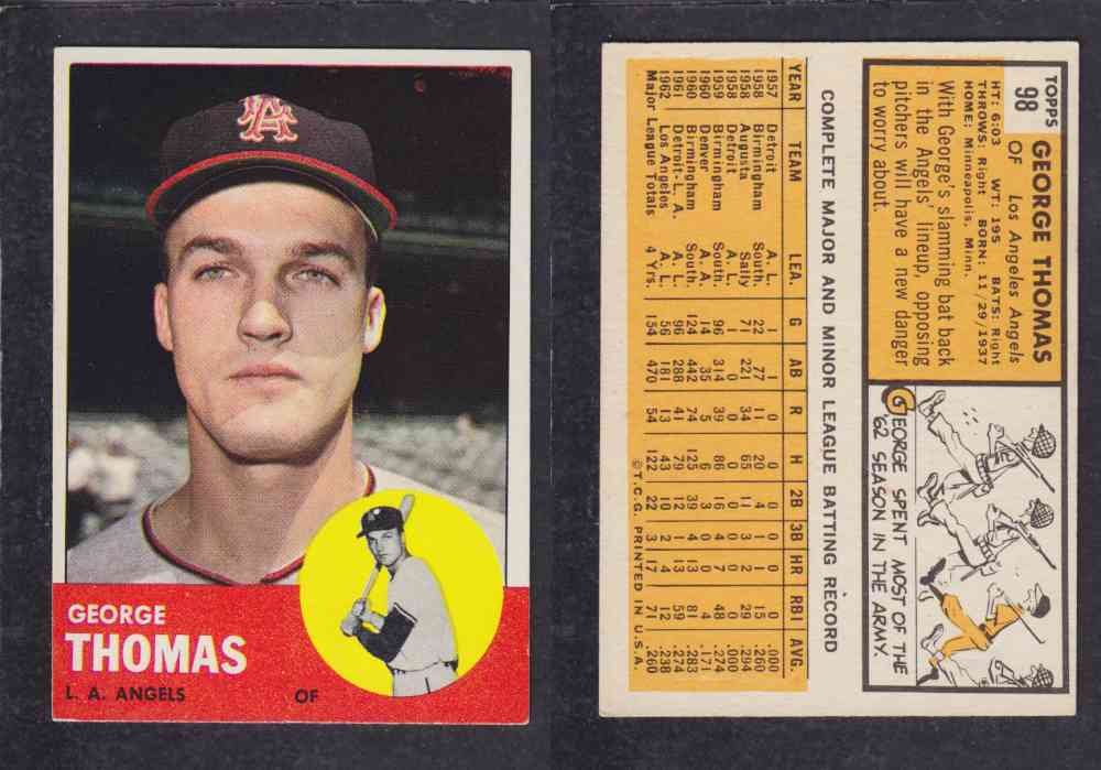 1963  TOPPS BASEBALL CARD  #98  G. THOMAS photo