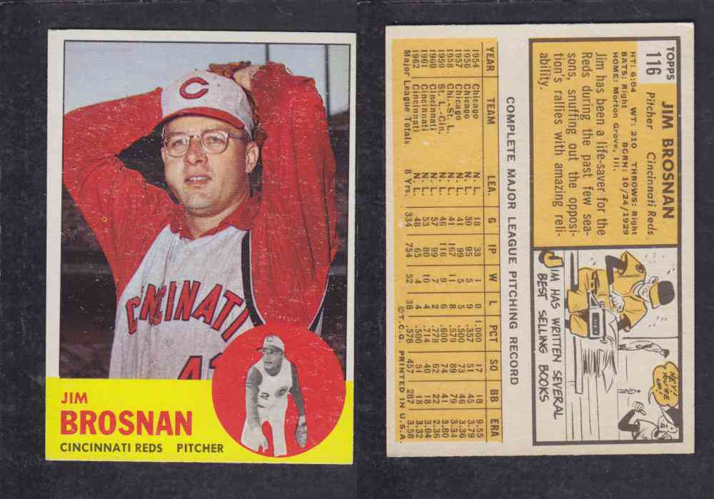 1963 TOPPS BASEBALL CARD #116 J. BROSNAN photo 1963 TOPPS BASEBALL CARD #116 J. BROSNAN photo