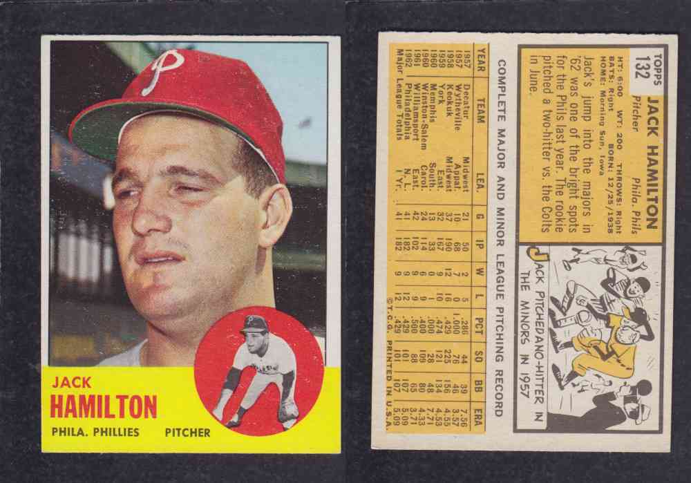 1963 TOPPS BASEBALL CARD #132 J. HAMILTON photo 1963 TOPPS BASEBALL CARD #132 J. HAMILTON photo