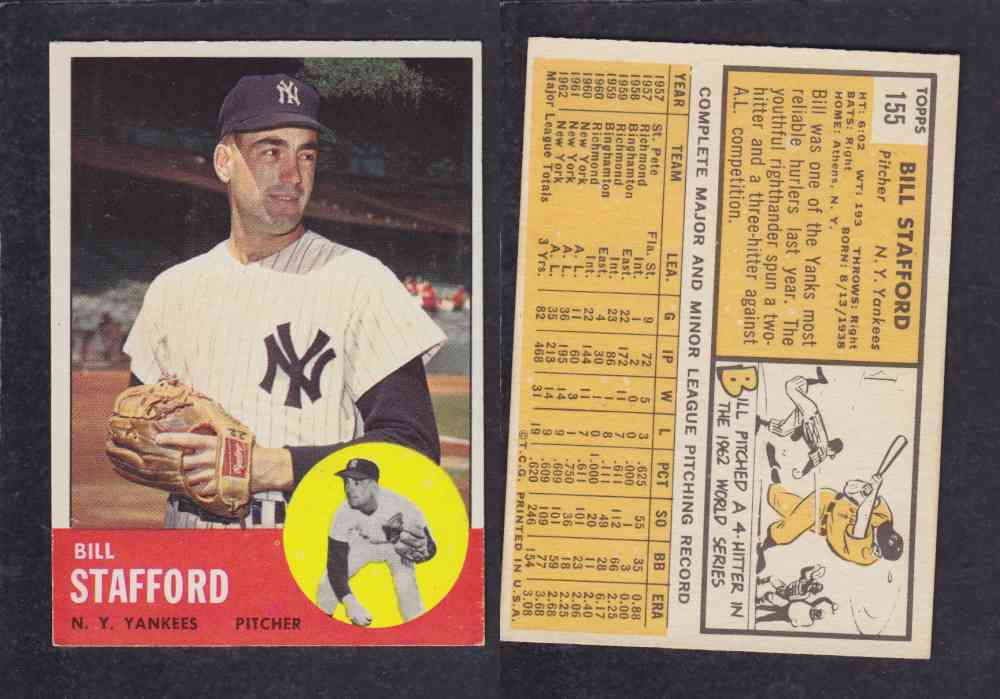 1963 TOPPS BASEBALL CARD #155 B. STAFFORD photo 1963 TOPPS BASEBALL CARD #155 B. STAFFORD photo