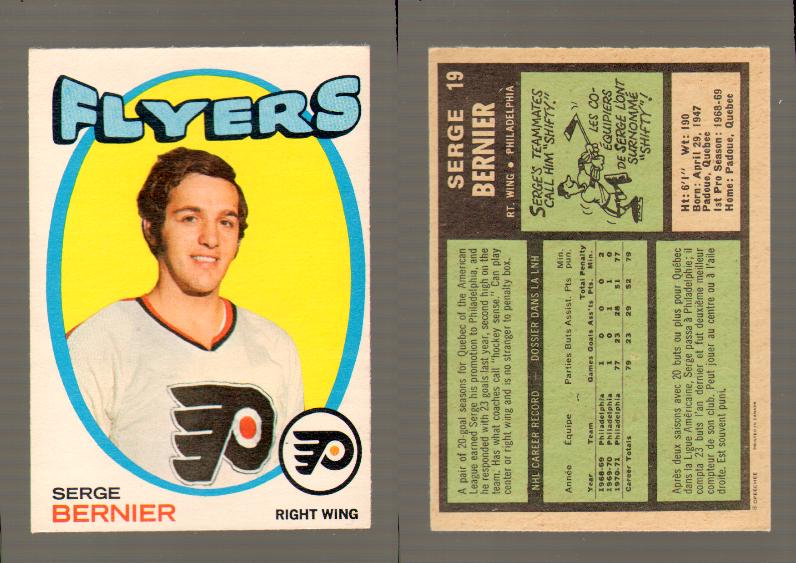 1971-72 O-PEE-CHEE HOCKEY CARD #19 S.BERNIER photo 1971-72 O-PEE-CHEE HOCKEY CARD #19 S.BERNIER photo